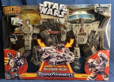 Star Wars Transformers Millennium Falcon W/ Han Solo & Chewbacca NIB 2006 Hasbro - Image 1 of 4