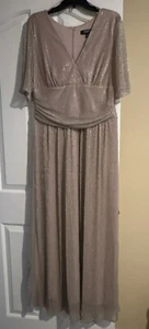 Ignite Evenings Beige and gold long dress wedding attire - Picture 1 of 8