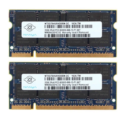 Nanya 4GB 2X 2GB PC2-5300 DDR2 667Mhz 200Pin Memory RAM Laptop SO-DIMM 1.8V 4 GB - Image 1 of 4