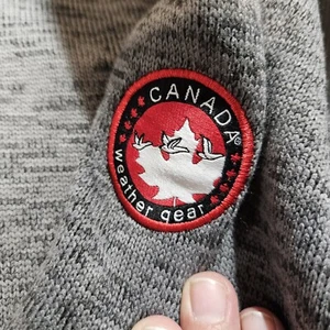 Felpa con cappuccio Canada Weather Gear uomo L grigio motivo Space Dye toppa gomito capospalla - Foto 1 di 13