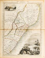 1851 SOUTH AFRICA NATAL KAFFRARIA ORIGINAL TALLIS RAPKIN MAP 11x14 WM20