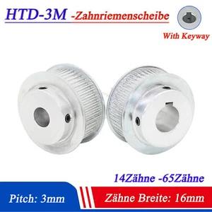 HTD-3M 14-65Zähne Zahnriemenscheibe Breite 16mm CNC Antriebsscheibe Mit Keyway - Picture 1 of 6