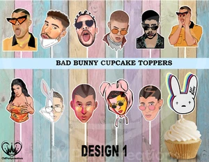 Bad Bunny Cupcake Toppers - Picture 1 of 1