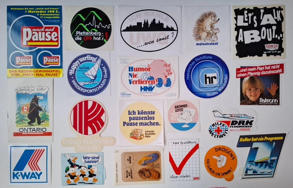 Aufkleber-Sammlung Werbeaufkleber Konvolut 80er/90er Sticker, 20 Stück - Bild 1 von 1