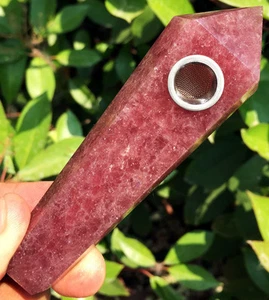 126.8g Natural Strawberry Quartz Smoking Pipes Cigarette Pipe Tobacco ic5857 - Picture 1 of 12