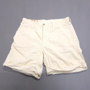 NUDIE JEANS Shorts Mens Sz 30x6 Cream Dusty White Fine Wale Corduroy Cuffed Luke - Picture 1 of 13