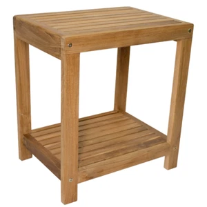 Nordischer Stil Natur Teakholz Dusche und Bad Spa Bank mit Regal - 18" - Bild 1 von 4