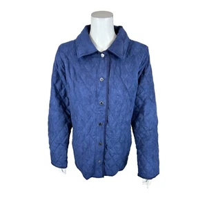 Isaac Mizrahi Faux Suede Quilted Barn Jacket with Lining Dark Navy 1X Plus Size - Picture 1 of 2