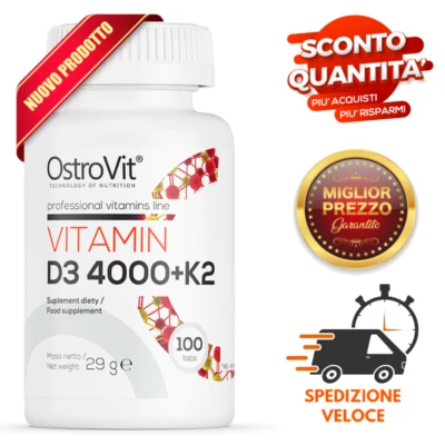 OSTROVIT Vitamina D3 4000 UI + K2 MK7 - 100 Compresse - Ossa Forti Sistema Immunitario -
