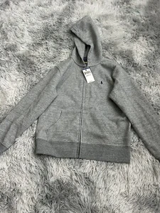 Polo Ralph Lauren Boys Gray Fleece Zip Hoodie Size M (10–12) NWT Pony Logo - Picture 1 of 7