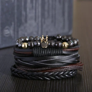 Bohemian Braided Bracelet for Women Men Woven Leather Wristbands Ethnic Bangles - Picture 1 of 31