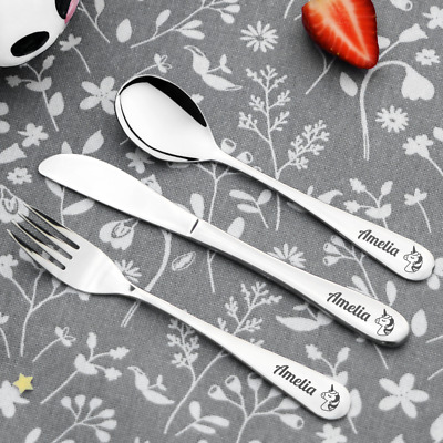 Personalised Engraved Childrens Cutlery Set Christening Birthday Kids Gift Idea • 16.50£