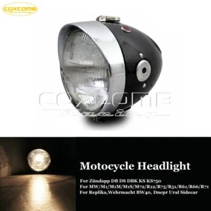 Black Housing 7'' Headlight White Lamp For Zündapp KS KS750 Dnepr Ural Sidecar - Picture 1 of 12