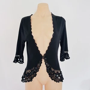 Marco Polo Black Cardigan Size M Womens Party Formal 90s Vibes Sequin Button Up - Picture 1 of 21