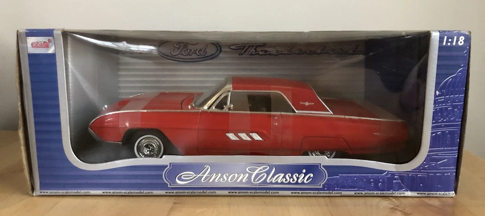 Thunderbird diecast 1:18 Scale 1963 Anson Classic Red Die Cast Model Cars Toy - Image 1 of 4