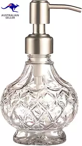 7.4 Oz Glass Soap Dispenser with Stainless Steel Pump, Clear Crystal Design, Vin - Picture 1 of 12