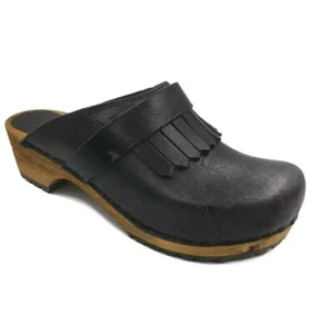 Nuevos zuecos Sanita 'Larna' vintage en cuero envejecido negro talla EUR40/UK6,5 - Imagen 1 de 2