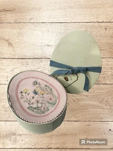 Pottery Barn Easter Egg Plates Large Pink Floral Spring Beaded Edge - Picture 1 of 11