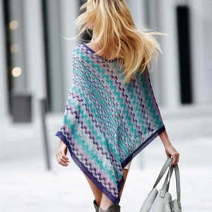 Poncho caftán tejido abierto viscosa cubierta playa transparente Missoni Mare Zig Zag OS - Imagen 1 de 6