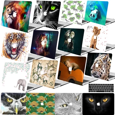 Estuche rígido de goma con patrón animal KB cubierta para nuevo Macbook Air 13" Pro 14" 16 Foto 1 de 4