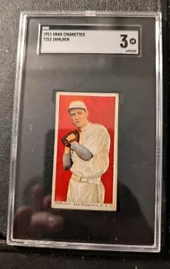 1911 T212 Obak Carl Zamlock SGC 3 San Francisco Seals POP 4 Three Higher - Picture 1 of 5