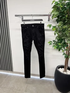 Jeans Amiri MX1 Destroyed Distress neri prezzo consigliato £ 950 / Regno Unito. S (Adatto a M - Vita 31") - - Foto 1 di 14