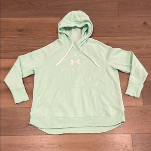 UNDER ARMOUR Mint Green Rival Fleece Long Sleeve Pullover Sweatshirt Hoodie 1X - Picture 1 of 10
