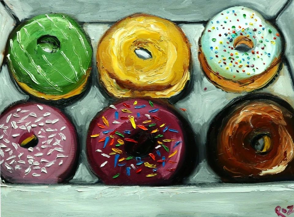Donuts #51 - 18x24" pintura al óleo original de Roz Foto 1 de 1