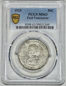 1925 50c Fort Vancouver Half Dollar PCGS MS63 Choice BU Key Commemorative Coin - Picture 1 of 3