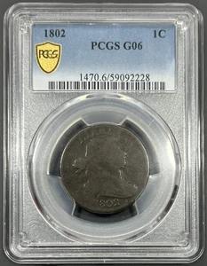 1802 PCGS G06 Draped Bust Head Large Cent 1C - Circulated Type - Picture 1 of 3