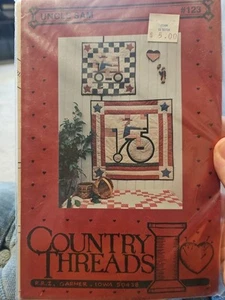 Country Threads Uncle Sam Bike Version Wall Hanging Quilt Pattern #123 Uncut - Picture 1 of 4