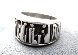 Gusterman Sterling Silver Vintage Ring Nativity Figures Religious Design Sz 10 - Picture 1 of 8