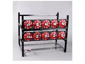 12 GPU Aluminum Stackable Open Air Mining Computer Frame Rig Case (Black) - Picture 1 of 14