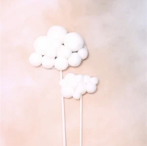 10pcs White Cloud Cake Toppers Set - Birthday, Wedding & Party Cupcake Dessert - Picture 1 of 2