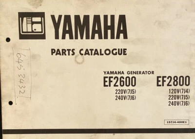 Yamaha genuine-parts book  EF2600 EF2800 GENERATOR   1986 - Image 1 of 2