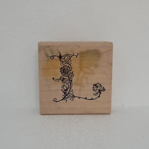 Imagine That Letter L Floral Vine Script With Thorns Wood Mounted Rubber Stamp - Picture 1 of 7