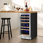 30-Bottle Freestanding Wine Cooler 15 in Dual Zones Wine Cellar with Glass Door photo