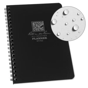 Rite In The Rain 4.75" x 7" Weekly Planner Spiral Binding Black Polydura Cover - Picture 1 of 6