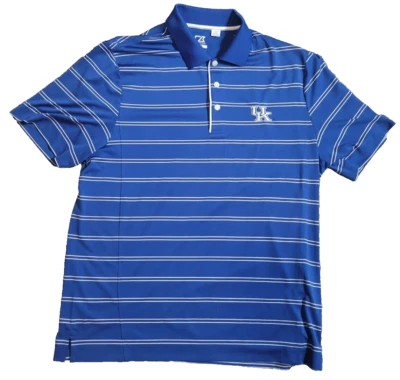 Kentucky Wildcats Cutter & Buck DryTec Polo Large Blue Striped - Изображение 1 из 4