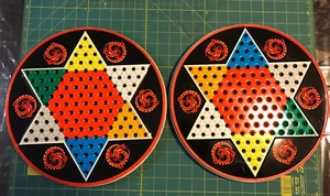 2 Vintage KING ROW Chinesische Dame / Dame doppelseitige Spieldosen - Bild 1 von 11