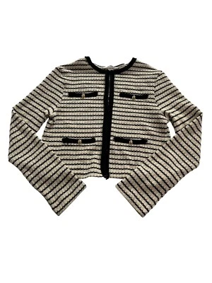 Cárdigan tejido texturizado H&M en blanco negro a rayas Foto 1 de 4