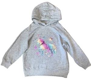 Pixie Lane Girls French Terry Lined Pullover Hoodie Top With Metallic Unicorn 5 - Picture 1 of 4