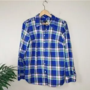 Talbots | blau kariertes Hemd mit gelber Stickerei, Damengröße Medium - Bild 1 von 7