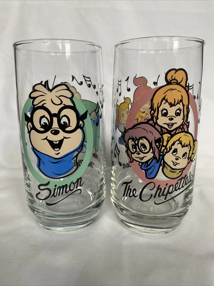 Libby винтажный 1985 Alvin и бурундуки очки Simon чипетки комплект из 2 - Изображение 1 из 4