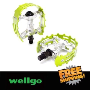 XC-II Wellgo bear trap pedals 9/16" FOR 3PIECE CRANKS Cage Old school BMX Green - Picture 1 of 4