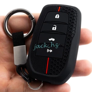 Silica Gel 4 Button Key Case Fob Cover Chain For Toyota Highlander Corolla Cross - Picture 1 of 9