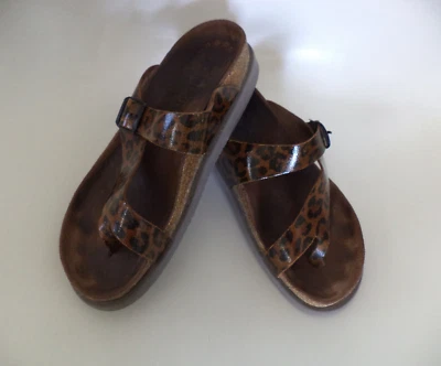 Женские кожаные сандалии Mephisto с пряжкой пробковая стелька анималистический принт размер 36/6 - Изображение 1 из 4