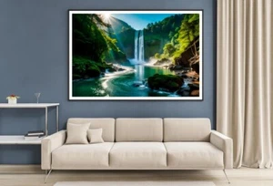 Waterfall In Plitvice Park Print Premium Poster High Quality choose size - Picture 1 of 4