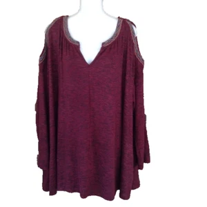 Maglione Vintage American Blues Top 3X Spalla Fredda Maglia Perline Borgogna Nuovo con etichette - Foto 1 di 3