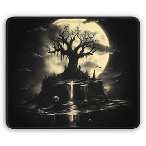 Dark Mystical Moonlit Tree Gaming Mauspad - Dark Fantasy Schreibtischzubehör - Bild 1 von 5